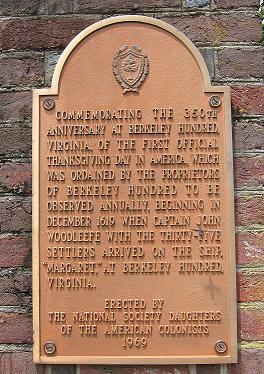 First Official Thanksgiving Commemoration Plaque